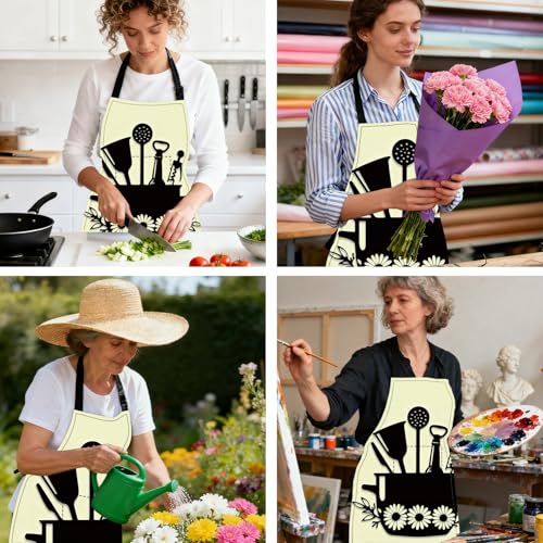Image of Nuxovilar Cute Cooking Kitchen Apron, 26.77 * 30.7 Inches, Essential for Kitchen Cooking, Baking, Festive Gatherings