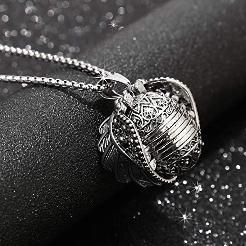 5 Pics Photo Necklace Love Heart Locket Expanding Photo Pendant Ball Locket with Wing Design Necklace3
