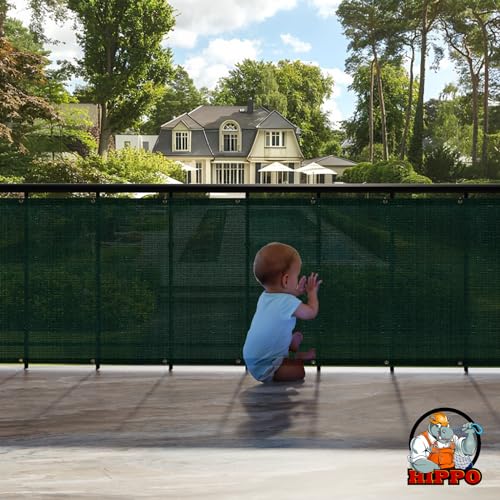 Image of HIPPO Baby Safety Net for Balcony Child Protection Stairway Safety Net Railing Guard for Kids Staircase Protector with Tie-Cords Breathable Fabric Indoor Outdoor Use (1.5MTX3MT, Dark-Green)