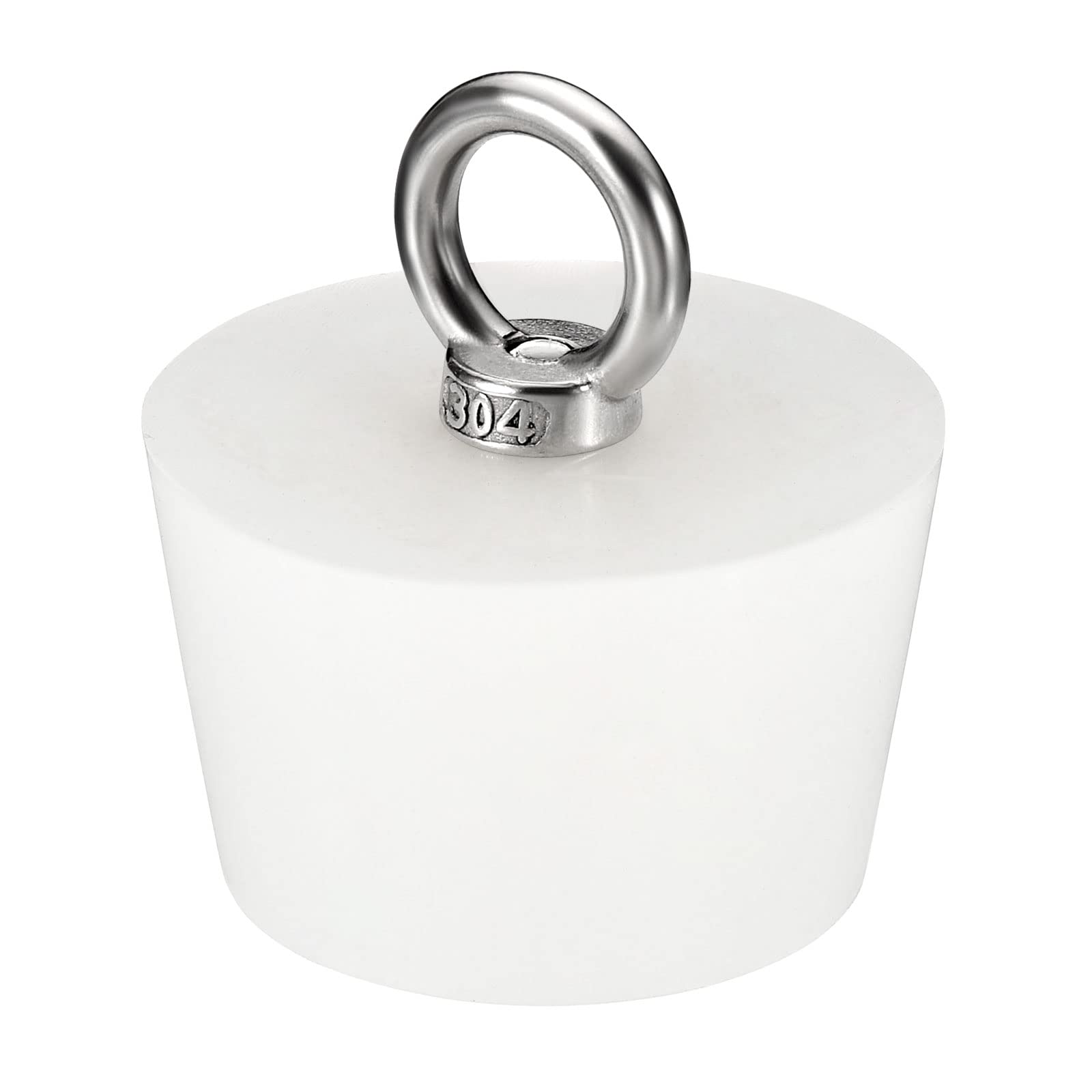 sourcing map 1Pcs Tapones de Goma Cónicos para Laboratorio, 51mm a 62mm Tapones de Goma Sólida con Anillo de Acero para Prueba Tubos, Agua Tubería, Drenaje Agujero, Blanco