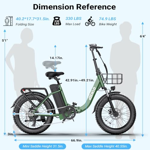 1300W/1800W Folding Electric Bike for Adults, 75-86 Miles