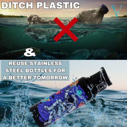 Image of VOIK Astronaut Stainless Steel Water Bottle | Flipper Bottle 750 ML | Steel Water Bottle For Kids | Easy To Carry Stainless Steel Leak Proof | BPA & Toxic Free