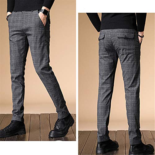 Andongnywell Mens Dress Pants Slim Fit Stretch Skinny Suit Pants Man Slim Stretch Plaid Casual Trousers4
