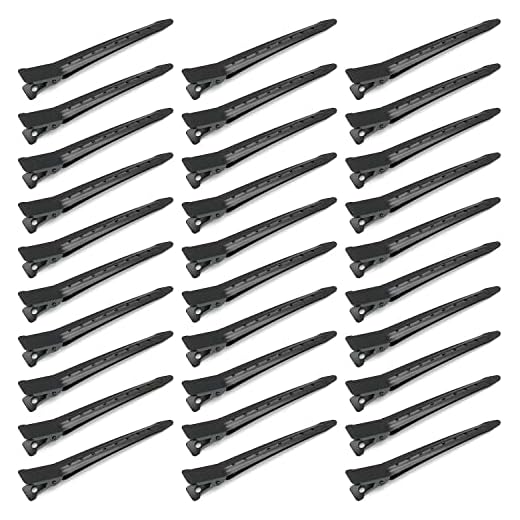 Limko Hair Clips Duck Bill Clips, Rustproof Metal Curl Clips with Holes for Hair Styling (Black (12 Pack))