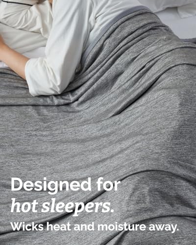Image of Cooling Blanket for Hot Sleepers - Cold Blanket Throw Size - Double-Sided, Ultra Cool for Summer, Night Sweats & All Seasons - Soft, Lightweight & Breathable for Bed or Couch - Dark Grey, 50 inch x 60 inch
