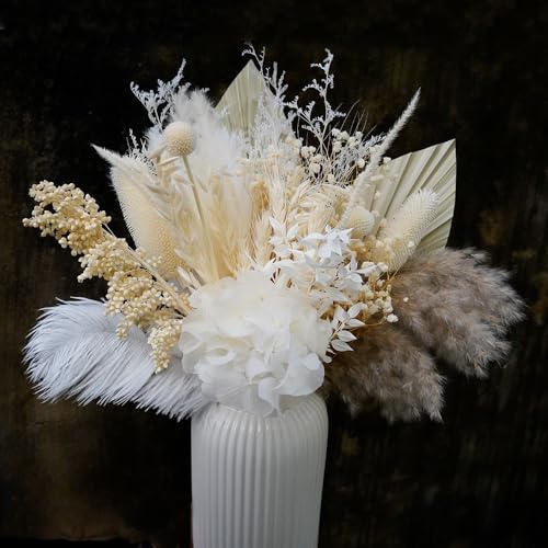 Natural Dried Pampas Dried Flower Bouquet, 17 "White Dried Fowers
