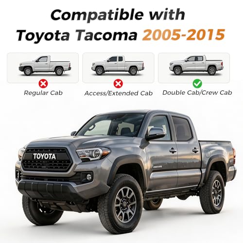 Image of Coverado Tacoma Seat Covers Full Set, Faux Leather Seat Covers Custom Fit for 2005-2023 Toyota Tacoma Double /Crew Cab Base Prerunner SR5 Limited TRD Sport Interior Covers (Gray)