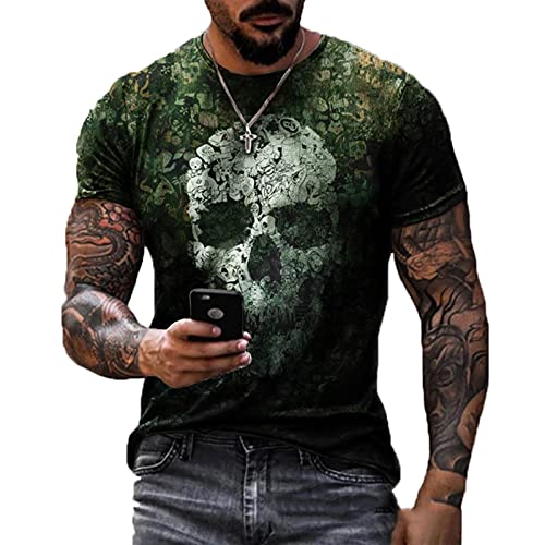 Camiseta con Estampado gráfico de Calavera para Hombre, Divertidas Camisetas de Manga Corta, Camisas Casuales de Moda de Verano Cover