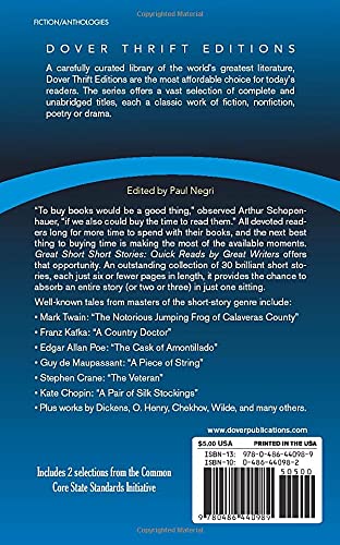 Great Short Short Stories: Quick Reads By Great Writers: Willa Cather, Stephen Crane, Daniel Defoe, Thomas Hardy, Franz Kafka, Rudyard Kipling, Jack ... & More (Dover Thrift Editions: Short Stories) #TOP1