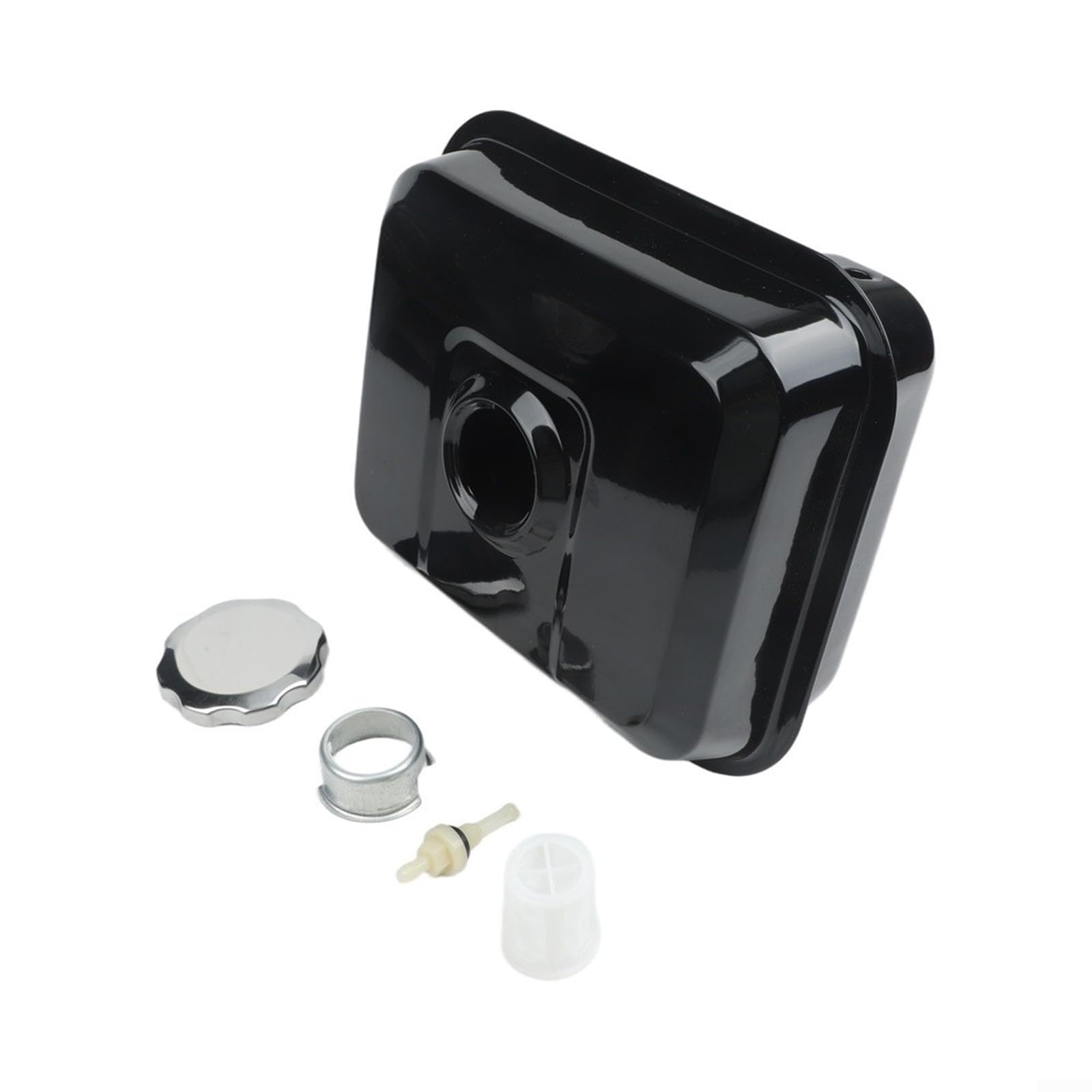 Kit de réservoir de carburant pour moteurs GX160 168F 170F, réservoirs à essence de 4,5 l en métal avec protection contre la rouille, pièce de rechange pour cultivateurs et générateurs, noir et blanc