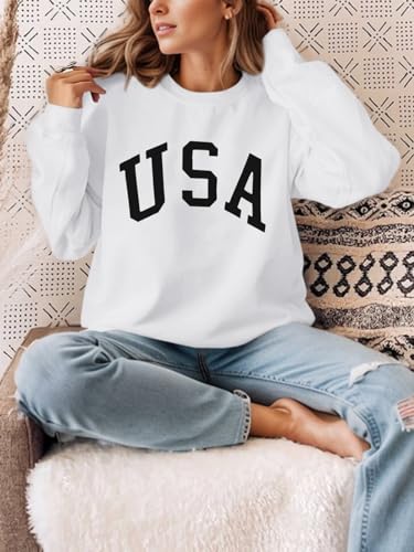 Image of Langwyqu Women's Oversized Sweatshirt Los Angeles California Crewneck Long Sleeve Casual Loose Pullover Tops
