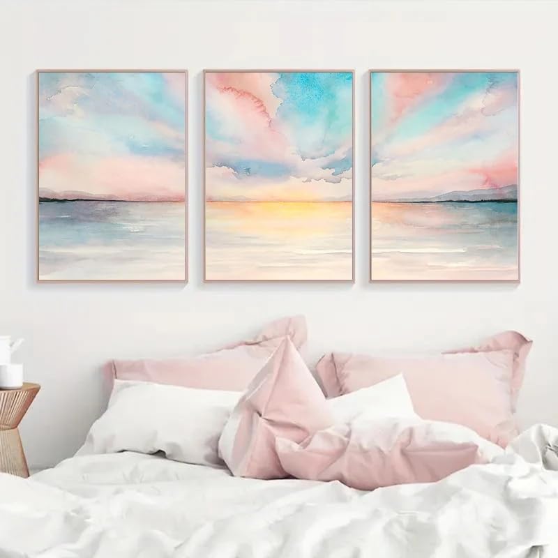 Tableau abstrait coloré sur toile triptyque chaleureux pour dynamiser un mur de bureau