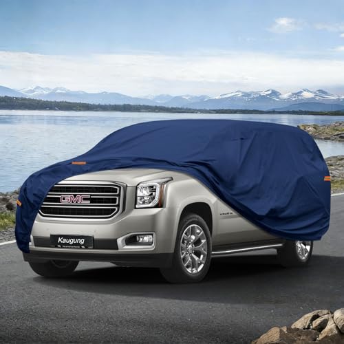 Image of Kaugung Custom Fit SUV Car Cover for GMC Yukon XL (2000-2026), Heavy Duty Waterproof All Weather Outdoor Protection, Breathable Full Exterior Cover with Vent, Rain Sun Snow UV Proof