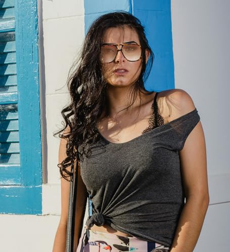 NULOOQ Retro Square Oversized Aviator Sunglasses for Women 70s Trendy Big Large Frame Double Bridge Sun Glasses3