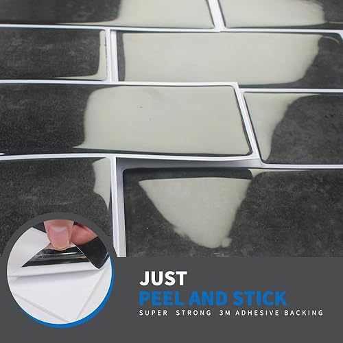 Miniatura 3 de Azulejos de 10 hojas de 12 x 12 pulgadas para despegar y pegar de cocina, autoadhesivo 3D en azulejos de metro para cocina, baño, paneles de pared