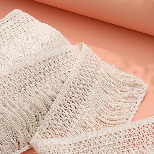 10 Yards Cotton Tassel Fringe Trim - Awaytr 5 Inches Wide Sewing Fringe Trim For Diy Home Curtain Clothing Dress Pillow Decoration Craft Ribbon (Beige,12Cm) #TOP2