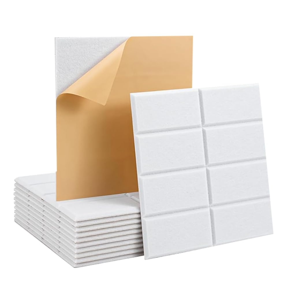 Panneaux en mousse acoustique blancs auto-adhésifs pour isolation mur et plafond - 8