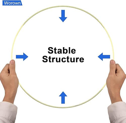 Miniatura 4 de Worown Paquete de 6 centros de mesa de aro floral de metal de 10 pulgadas con 6 soportes de madera para mesa, anillos de metal negro para hacer