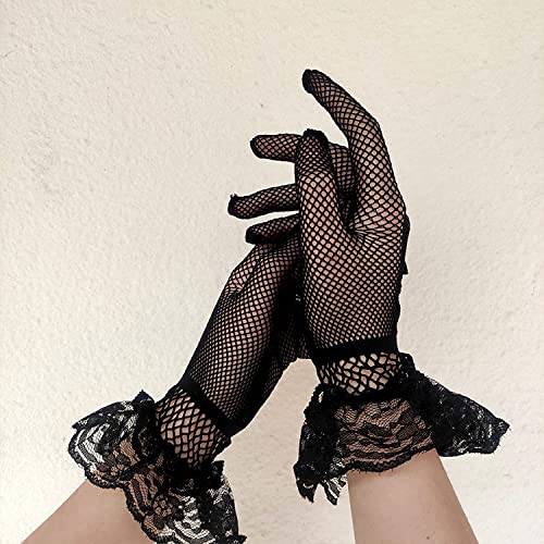 Fishnet Gloves Hollow Fishnet Gloves - Sexy Short Mesh Gloves Women Girls Nightclub Punk Lace Gloves - Fancy Dress… - Image 4