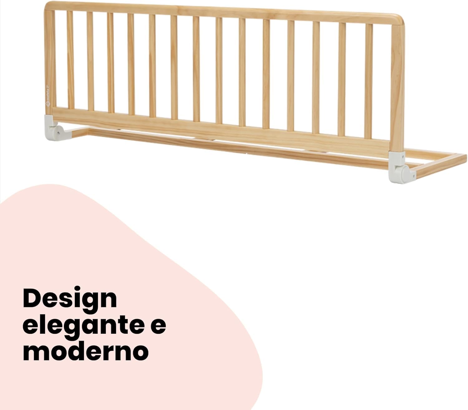 Safety 1st Barriera Letto Legno 110 cm, Sponda 18 Mesi - 5 Anni, Sbarra Letto Bambini, Paracolpi Anti Caduta in Legno Certificato FSC, Facile da Piegare e Conservare, Natural Wood