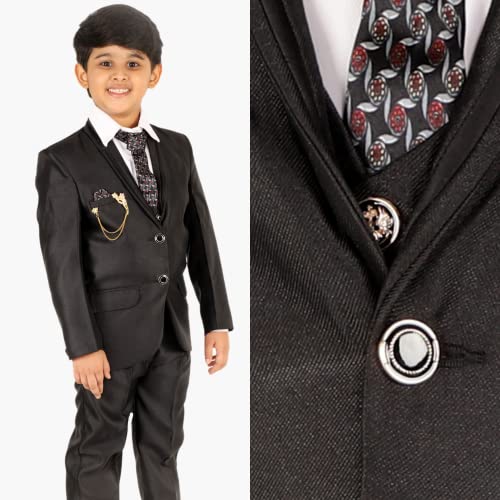 Image of Pro-Ethic Style Developer Boy's 5 Piece Suit Set | Coat, Pant, Tie & Shirt | Cotton Checked Pattern