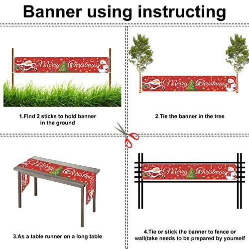 GRESATEK Supergrote Merry Christmas-achtergrondbanner, kerst- en gelukkig nieuwjaarsbanner voor kerstfeestdecoratie, hek… - Image 5