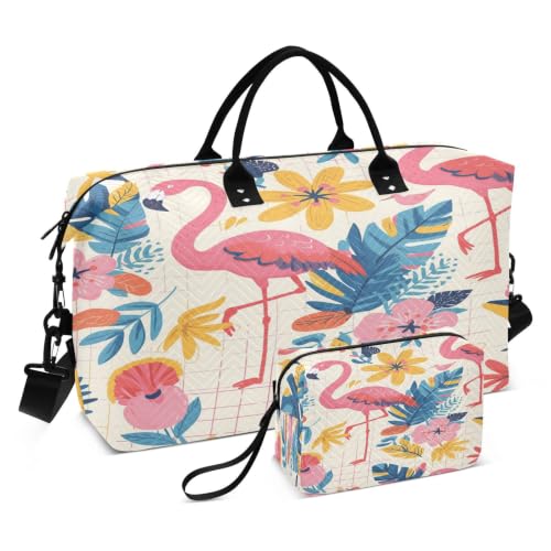 Sac de sport de natation flamants et ananas avec trousse maquillage pour voyage