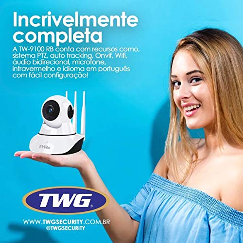 Câmera Ip Wifi 3 Antenas 4ª Geração Infra Vermelho Robo Onvif TWG TW9100 RB