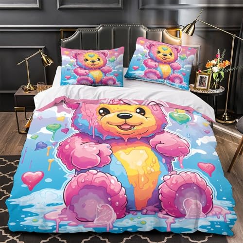 Parure de lit hypoallergique pour enfant avec housse ours 3D
