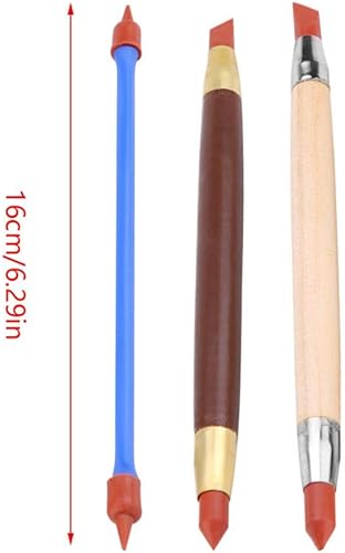 Miniatura 5 de 3 unids/set de herramientas de moldeo de arcilla de silicona cabeza de polímero de cerámica arcilla esculpir modelado pluma eliminación de rastros