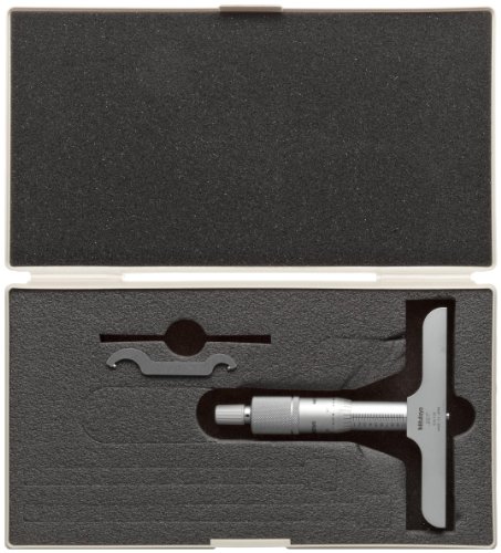 Mitutoyo 128-105 Vernier Depth Gauge, Micrometer Type, 0-1" Range, 0.001" Graduation, +/-0.003Mm Accuracy, 2.5" X 0.63" Base #TOP1