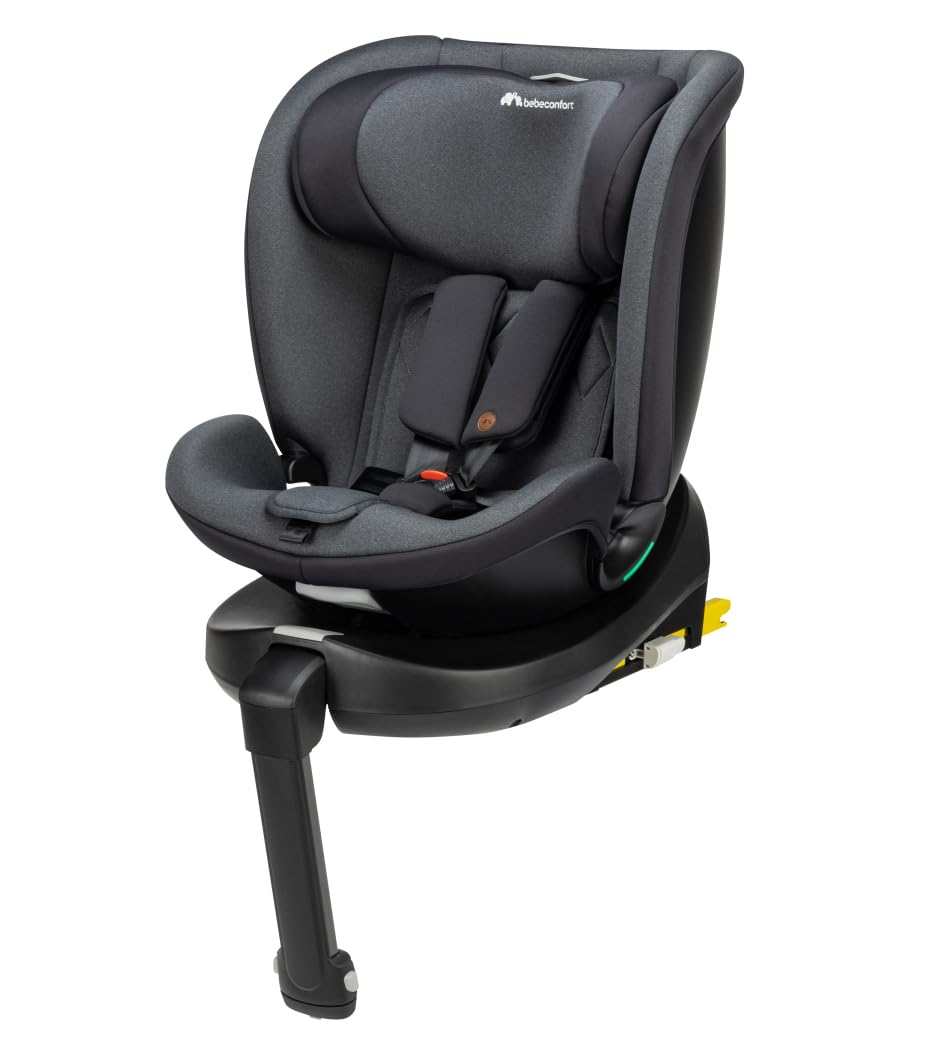 Bebeconfort EvoluFix Plus 360 i-Size, seggiolino auto girevole a 360°, 0-12 anni, 40-150 cm, ISOFIX, gamba di supporto, 8 posizioni di reclinazione, 12 posizioni del poggiatesta, Tinted Black