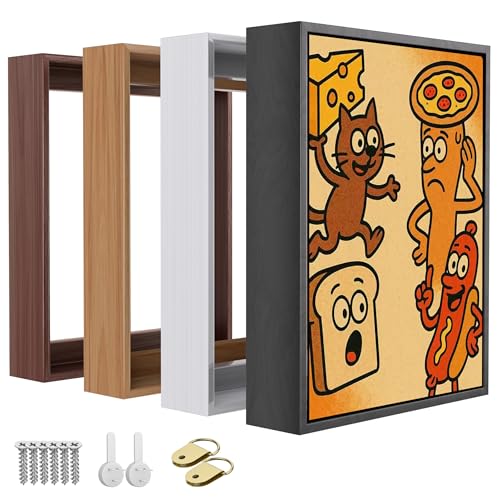 Canvas Floater Frame for 1” to 1 1/4” Deep Gallery-Wrapped Canvas, Modern Wood-Look Floating Frame for Finished Wall Art, Oil Paintings for Gallery Bedroom Studio, Made in USA​(White,18x24inch)