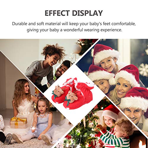 KESYOO Christmas Infant Boots Soft Sole Shoes Warm Winter Anti-Slip Shoes Red3