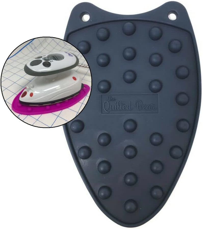 The Quilted Bear Mini Iron Rest - Mini Silicone Heat Resistant Iron Pad for General Crafts, Portable Ironing Stand for Travel and Mini Quilting Iron Use (Navy Blue) : Home & Kitchen
