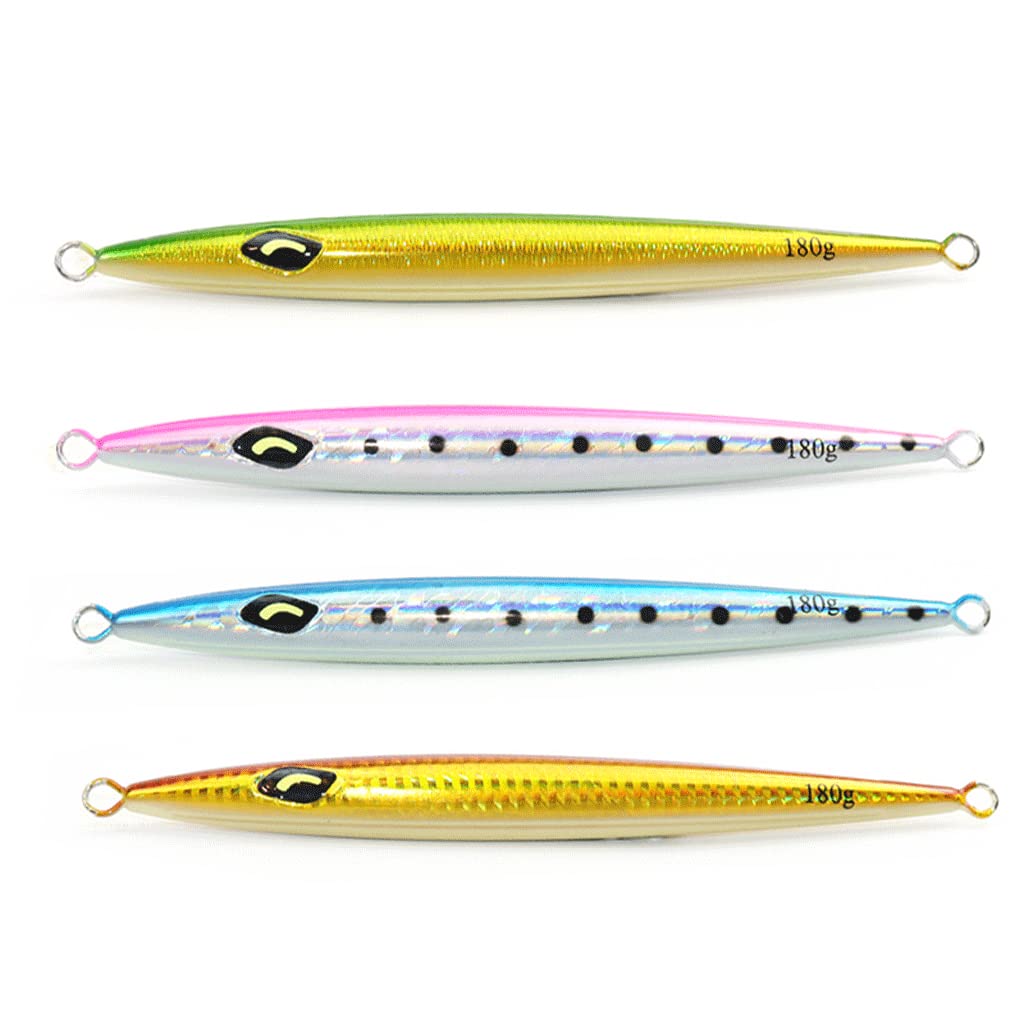 4 Pezzi Esca Artificiale, Esca da Pesca oceanica lenta Esca da 130 g 150 g 180 g da Pesca in Metallo Calamari Esca da Mare Esca Artificiale wobbler