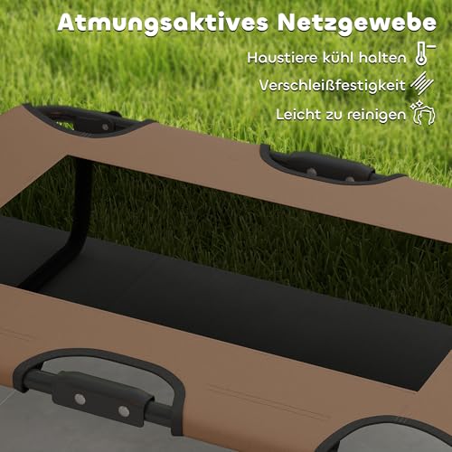 PawHut Hundeliege Outdoor, Erhöhtes Hundebett für kleine und mittelgroße Hunde, klappbar Haustierliege mit Mesh Stahlrahmen Füßen, Haustierbett für Draußen Camping, 75x51x18 cm, Kaffee