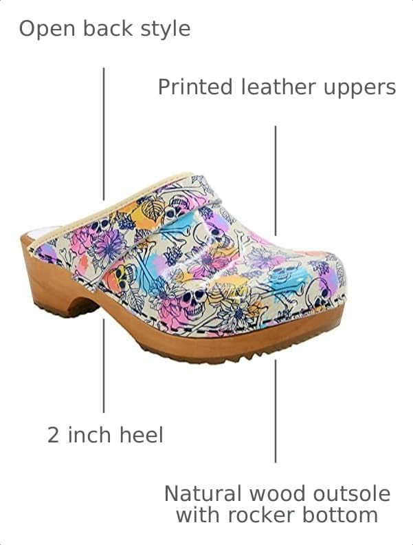 Image of Bjork Maja Wood Open Back Leather Clogs