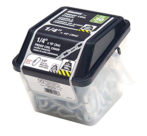 Kingchain 699481 1/4" X 10' Zinc Plated Grade 30 Proof Coil Chain, Silver #TOP5