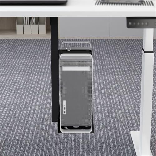 Soporte ajustable para CPU bajo escritorio, montaje colgante para torre PC y monitor, altura y ancho regulables (blanco) miniatura 7