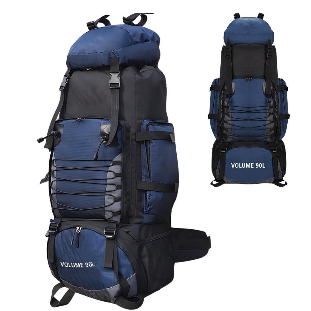 90L Hiking Backpack, Lightweight Internal Frame Camping Rucksack Backpack Waterproof Knapsack Outdoor Sport Mountaineering Bag Large Capacity Travelling Daypack Trekking Climbing Fishing Backpacking