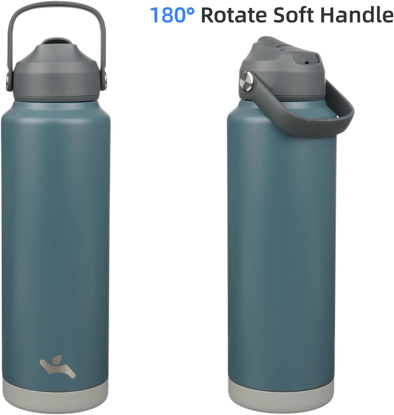 Insulated Water Bottle with Straw Lid,40 oz Stainless Steel Vacuum Metal Bottle with Silicone Handle,Dark Gray - Image 6