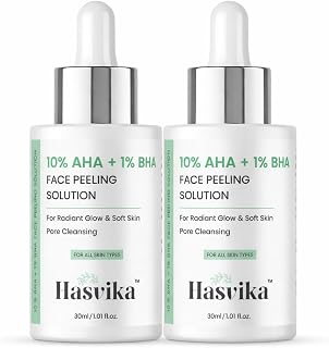Hasvika 10% AHA + 1% BHA Face Peeling Solution, for Radiant Glow & Pore Cleansing, Removes Dead Skin, 30ml (2) Price In India