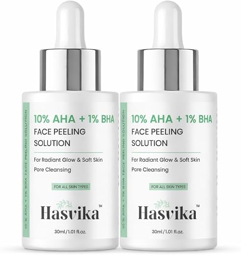 Hasvika 10% AHA + 1% BHA Face Peeling Solution, for Radiant Glow &amp; Pore Cleansing, Removes Dead Skin, 30ml (2)