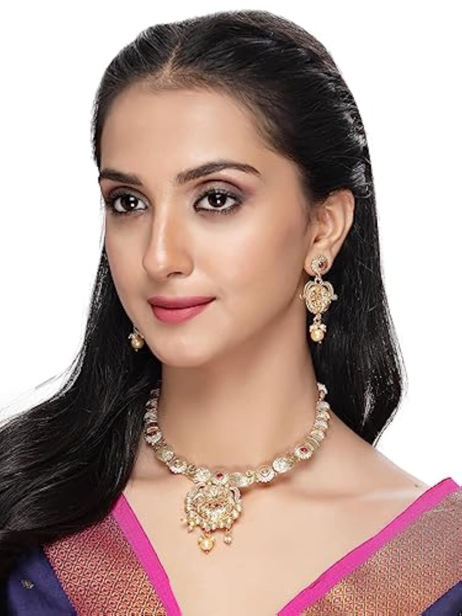 Plated Copper Beads Collar Bone Necklace Set And Earring Set