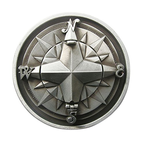 JEAN'S FRIEND Anqitue Silver Vintage Style Compass Star Belt Buckle also Stock in US