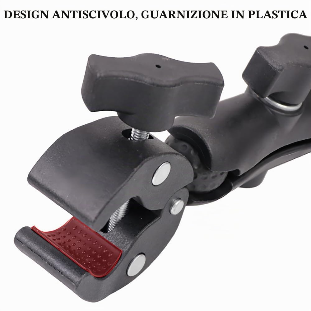 NEWFUN Supporto per Videocamera, Accessorio per insta360 x5, Kit per Moto per insta360 x4, X3, X2 Rotazione di 360 Gradi, Doppio Morsetto, Supporto per Moto, Compatibile con Più Dispositivi