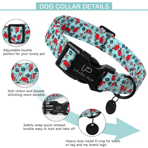 Image of Summer Dog Collar, Crab Print Dog Collar with Adjustable Plastic Buckle, Lightweight Cute Pet Collar, Ideal Gift for Boy Girl Dogs