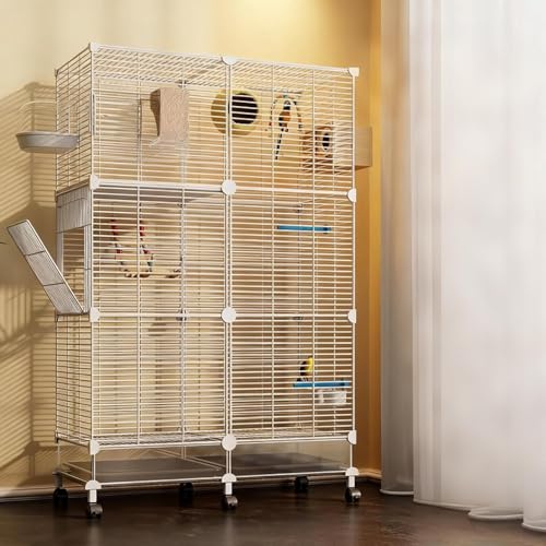 複数のインコ、セキセイインコ、文鳥、オカメインコその他のペット に最適な大型バードケージです。このインコ用は組み立てが簡単で 滑り止めトレイも付いています餌のこぼれを防ぎます でお手入れも簡単で。巣、止まり木、餌入れと水入れ、飼育ケージが含まれています。(