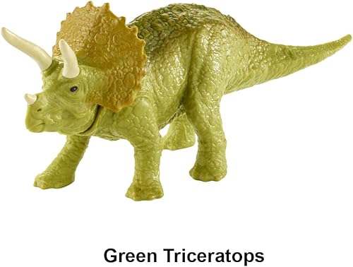 Miniatura 5 de Mini figuras coleccionables de dinosaurios inspiradas en Jurassic World, figura de dinosaurio Triceratops verde ~ Bolsa ciega identificada sin abrir